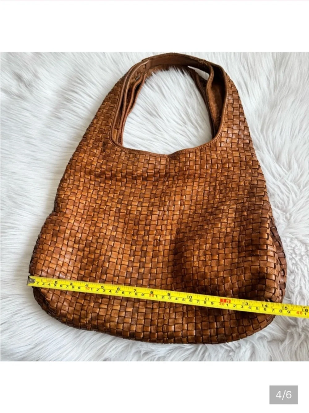 Woven Leather Hobo Bag - Brown - Picture 4 of 6